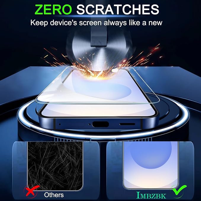 IMBZBK Screen Protector for Samsung Galaxy S25, Tempered Glass, 3+3 Pack | 9H+ Hardness, Military Grade Shatterproof, Case Friendly, Bubble Free Auto-Dust Removal, with 3 Camera Lens Protectors - Image 4