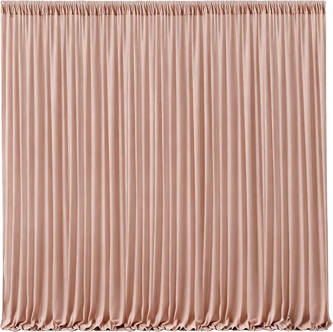 Nude Blush Backdrop Curtains-Wrinkle-Free Polyester Photography Drapes Party Curtain Background for Baby Shower Wedding Decorations- 32 X10FT by WishCare