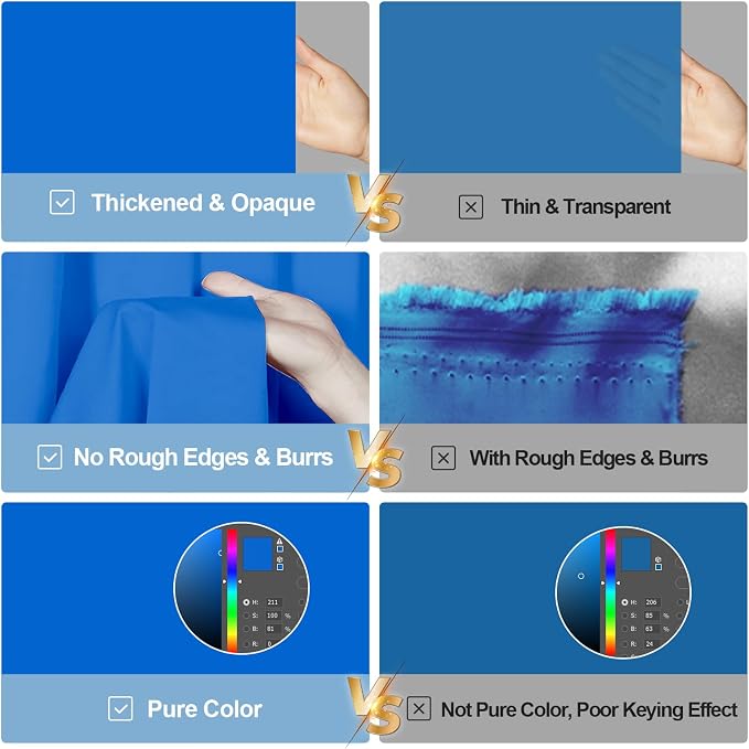 10x20Ft Blue Chromakey Backdrop for Photography, Blue Screen for Product Portrait Photo Shooting, Background Cloth for Video Recording, Party, Meeting, Zoom, Live - Image 2