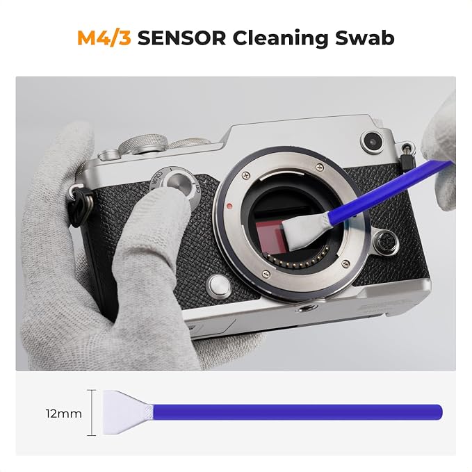 K&F CONCEPT M4/3 Sensor Cleaning Swab for Olympus Panasonic M4/3 Cameras | 12mm sendor SwabsX10,Vacuum Package,Flexible Grip Rod,20ml Gentle Cleaner,Superfine Microfiber Cloth Material,Wide Usage,MA03 - Image 4