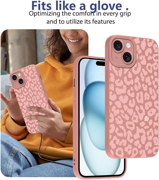 Cute Pink Cheetah Print Phone Case for iPhone 15 Plus 6.7" | Aesthetic Leopard Pattern Design Cover Full Camera Lens Protective Shockproof Soft Slim TPU Funda for Women Girls - Image 7