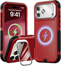Follaroma Magnetic for iPhone 17 Pro Max Case with Camera Cover Stand, Red | Built-in Glass Camera Cover Stand,Compatible with MagSafe,Heavy Duty Shockproof Protective,Military-Grade Anti-DropDual Case by Follaroma