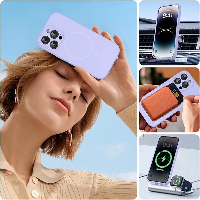 miracase Magnetic for iPhone 14 Pro Max Case, [Soft Anti-Scratch Microfiber Lining], Compatible with MagSafe, Silicone Shockproof Protection Phone Case for iPhone 14 Pro Max,Light Purple - Image 6