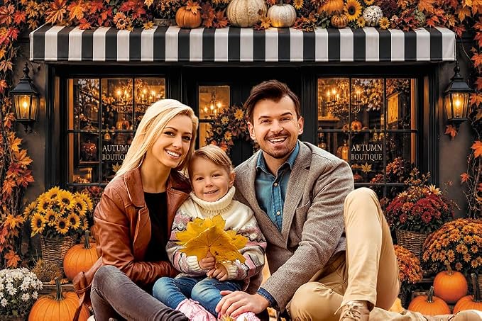 Fall Pumpkin Store Backdrop 10x10ft Autumn Boutique Harvest Pumkin Photography Background Vintage Fall Fall Festival Thanksgiving Family Party Decorations Banner Vinyl - Image 6