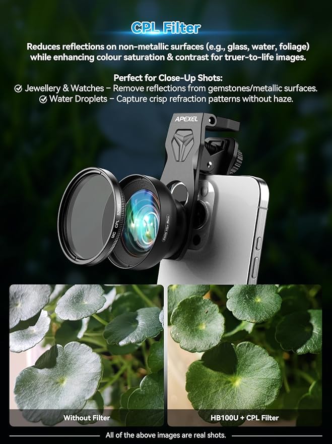 APEXEL 100Ultra Macro Lens with CPL Starlight - Enhanced Version Smartphone Lens for iPhone, Samsung, Pixel | Pro Macro Photography of Flowers, Iinsects, Jewelry, Food Details and Other Small Objects - Image 5