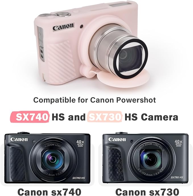 MUZIRI KINOKOO Case for Canon SX740 HS, SX730 HS Camera - Soft Protective Cover Powershot SX740 SX730 HS Silicone Sleeve with Removable Lens Cover - Anti-Slip & Anti-Scratch - Jelly Pink - Image 2