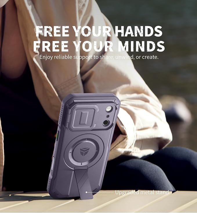 Dexnor for iPhone 17 Pro Case, [Built-in Flip Camera Cover & Camera Control Cover & Kickstand], Compatible with MagSafe, Heavy-Duty Rugged Shockproof Magnetic Phone Cover, 6.3 inch Phantom Purple - Image 3