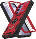 Gritup for Samsung Galaxy S24+ Plus Case: S24 Plus Case with 2*Screen Protector | Magnetic Stand & Slide Camera Cover | Shock Proof Military-Grade Funda para S 24 Plus Cover -Red+Black by Gritup