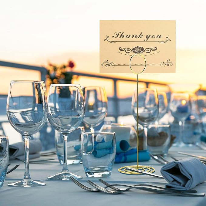 Table Number Holders, 10PCS Place Card Holder, Photo Holder (8.7" Gold) | Picture Holder, Cards Stand Name Menu Clips, Large Size Table Sign Card Holders for Centerpieces Wedding Birthday Party - Image 4
