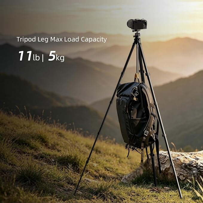 72" Travel Tripod for Camera and Phone, Lightweight Aluminum Tripod with Arca Ball Head, Phone Holder, Quick-Release Plate, Wireless Remote & Carry Bag for DSLR Smartphone Video Recording - Image 3