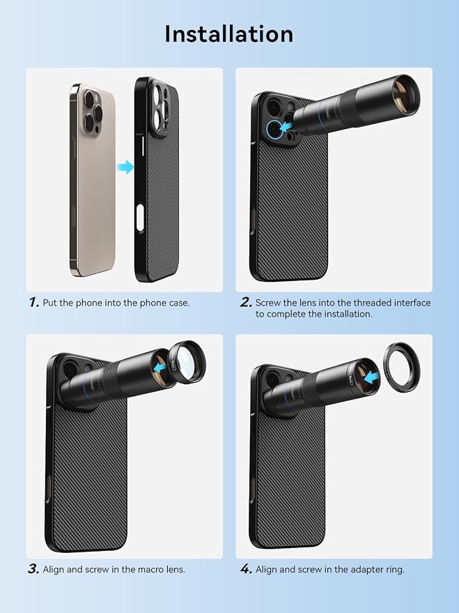 MIAO LAB 10X Telephoto + 200mm Macro Lens for iPhone 16 Pro Max, 2-in-1 Telephoto & Macro with 17mm Thread Interface & Dedicated Case – Perfect for Concerts, Travel, and Outdoor Exploration - Image 8