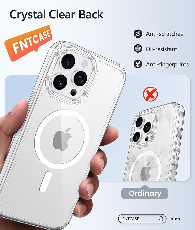 FNTCASE for iPhone 13 Pro Max Case Clear, Fit for Magsafe, Anti Yellowing | Magnetic Phone Cases, 14FT Military Grade Drop Protection, Slim Shockproof Protective Cover, Transparent - Image 6