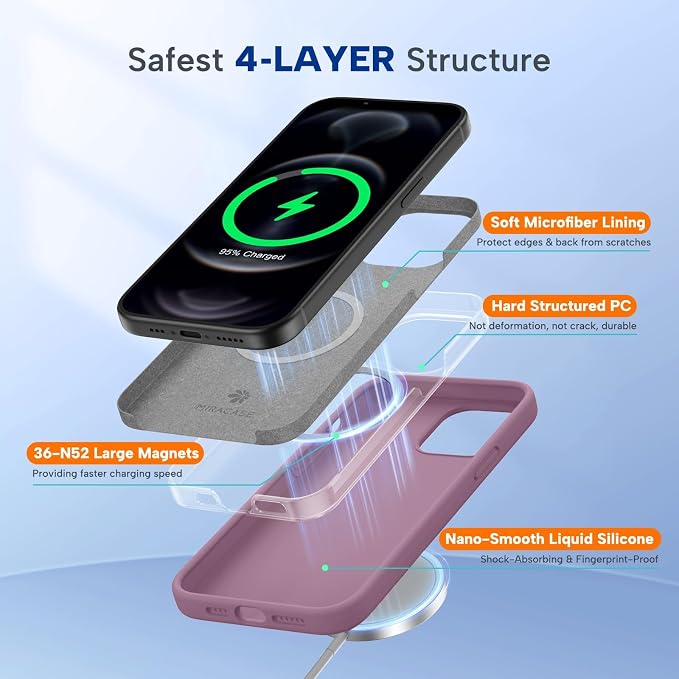 Miracase Silicone for iPhone 12 Pro Max Case, Blackcurrant | Soft Anti-Scratch Microfiber Lining, Premium Silicone Cover Shockproof Drop Protection Phone Case for 12 Pro Max - Image 6