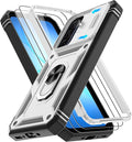 Gritup for Samsung Galaxy A17/A16-5G Phone Case with Camera Cover | 2*Screen Protector & 360° Rotating Ring Kickstand, Military Grade Protective Cover para Galaxy A 17 Phone, White+Black by Gritup
