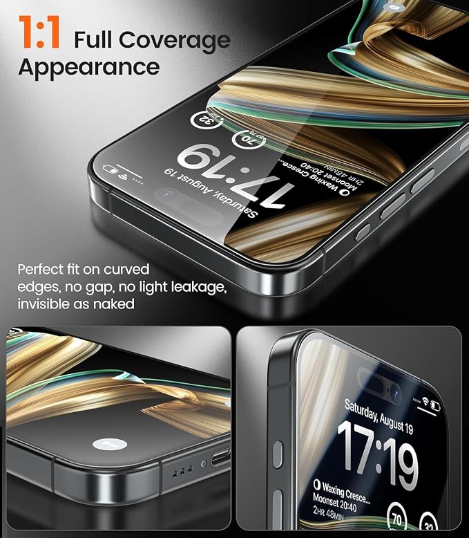 EZ-GLAZ-4 Pack for iPhone 17 Pro Max Privacy Screen Protector (6.9") | 26° Privacy Protection, 12FT Military Grade Shatterproof, 9H+ Tempered Glass Film with Flawless Fit Box, Scratch Resistant - Image 7