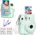 CAIYOULE Clear Camera Case For Fujifilm Instax Mini 12 Instant Film Camera | Crystal Camera Case for Instax Mini 12, Rigid PC Hard Camera Shell with Photo Storage, 2 DIY Stickers and Adjustable Strap by CAIYOULE