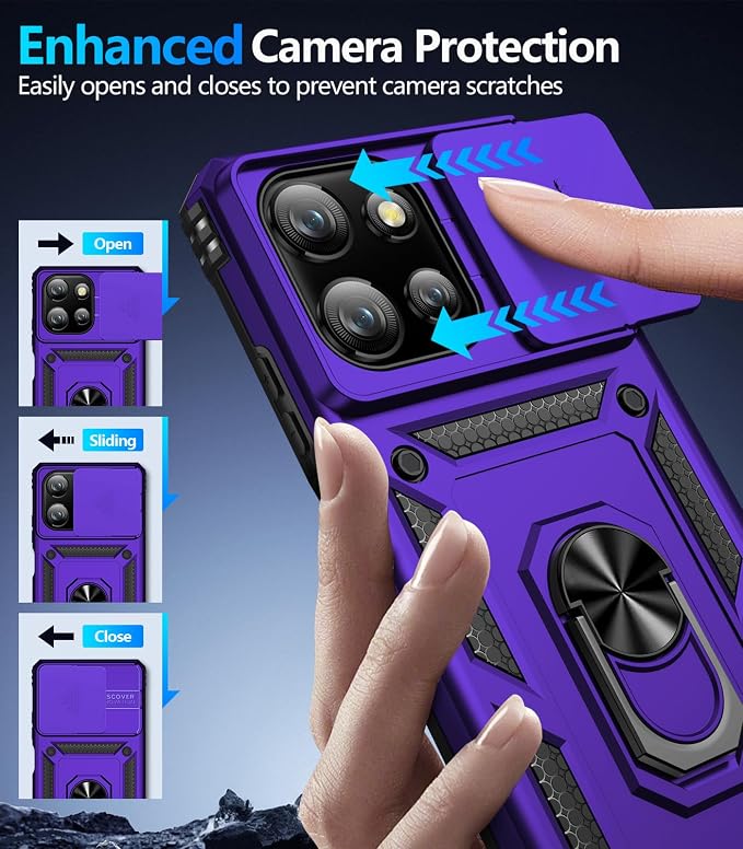 Taisairu for Motorola Moto G Power 2026/G Power 2025 Case with Screen Protector & Slide Camera Lens Cover, Built-in Ring Stand Cover for Moto G Power 2025/Moto G Power 2026 Case (Purple) - Image 6