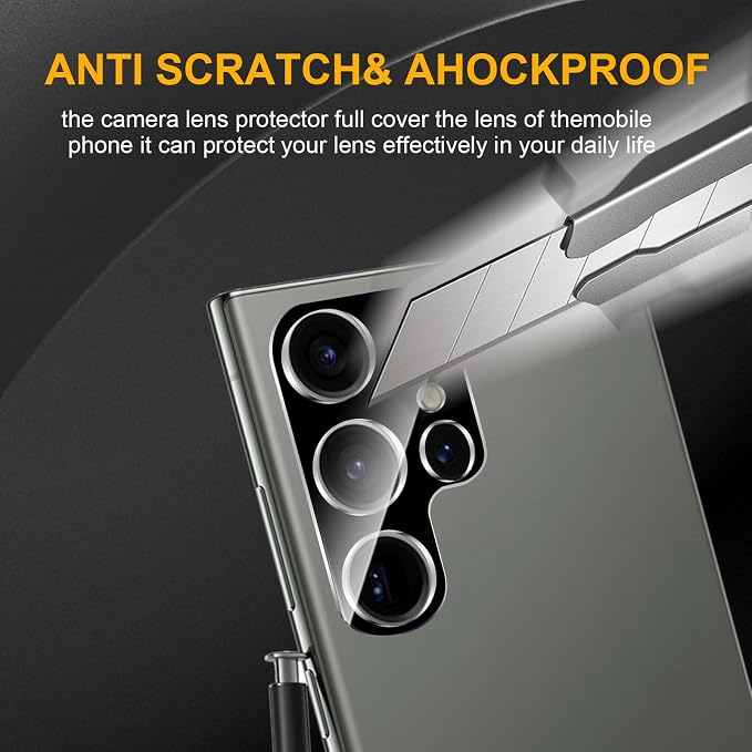 3 Pack Camera Lens Protector for Samsung Galaxy S23 Ultra | Tempered Glass,Anti-Fingerprint,9H Hardness,Scratch Resistant,Easy to Install,Bubble Free,HD Clarity - Image 4