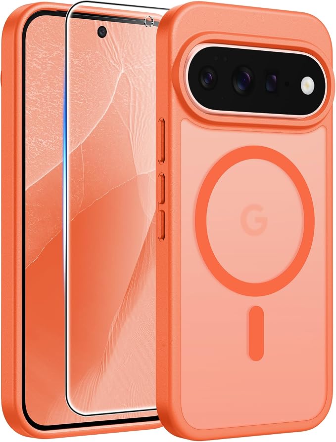FNTCASE for Google Pixel 11 Pro Case / Pixel 11 Case, with Screen Protector | Fit for Magsafe, Translucent Matte, 14FT Military Grade Drop Protection, Shockproof Protective Phone Cover, Orange by FNTCASE