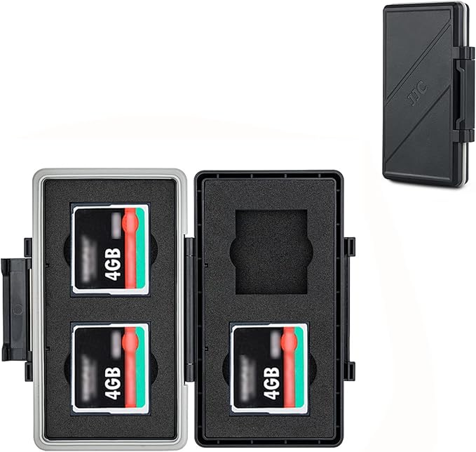4 Slots CF Card Holder, Water-Resistance Anti-Shock Compact Flash Card Case Storage for Canon 400D 350D 50D 40D 30D 7D Mark II 7D 5DS R 5D Mark IV III II 1D Mark II Nikon D810 D800 by JJC