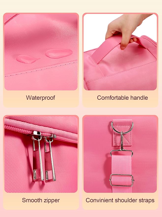 Large Makeup Nail Polish Organizer Bag, Makeup Case Storage Box, Pink | Nail Organizer Case-Adjustable Dividers, Waterproof, Detachable Shoulder Strap, Portable, Multipurpose Storage for Nail Tools - Image 5