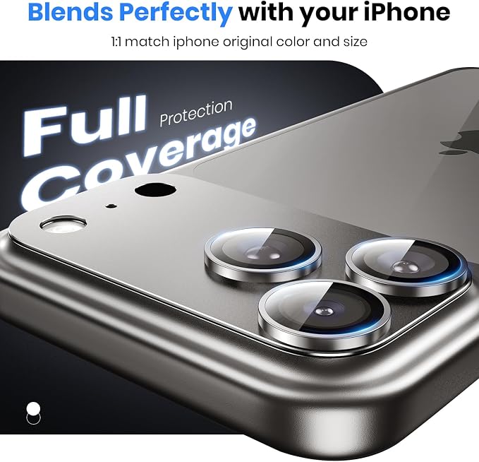 for iPhone 17 Pro Camera Lens Protector - 12FT Shatterproof | Military Grade Protection, Strong Adsorption, 9H+ Tempered Glass Camera Screen, Full Protective Cover, Case Friendly, Gray - Image 3