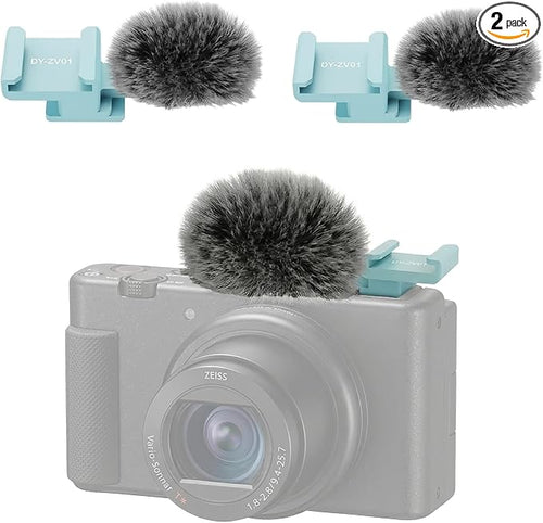 (2 Pack) Cold Shoe Adapter for Sony ZV-1,ZV-1 II,ZV-1F,ZV-E10,ZV-E1M2/ZV-E1 | Can be equipped with a mic and a fill light,for vlogging;fur reduces wind noise,Weighs as little as 6g,Non-slip,plug and play by DYTDIEYINGTU