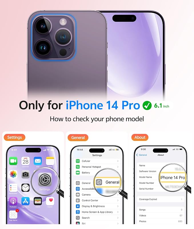 FNTCASE for iPhone 14 Pro Case, Compatible with Magsafe, Screen Protector | Full Camera Protection, Translucent Matte, 14FT Military Grade Drop Proof, Shockproof Protective Phone Cover, Light Purple - Image 2