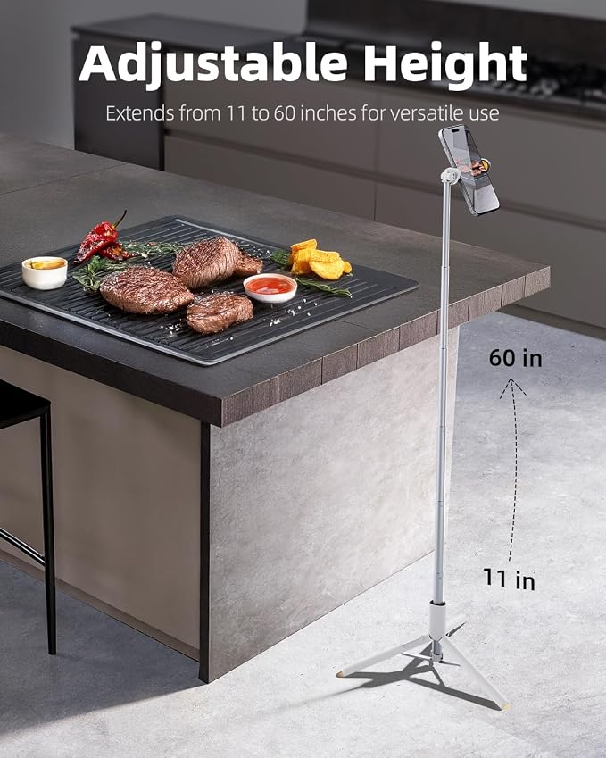 TODI Selfie Stick Tripod for iPhone, 60" Lightweight Phone Tripod Stand with Wireless Remote, Extendable Selfie Stick for Android, All-in-1, Compatible with iPhone/Android (White) - Image 4