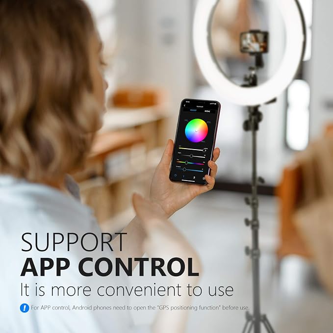 Neewer 18-inch RGB Ring Light with APP Control, Dimmable Bi-Color 3200K-5600K CRI 97+ LED Ring Light with Stand, 0-360 Full Color, 9 Scenes Effect for Selfie/Makeup/Party/Vlog/YouTube/Photography - Image 6