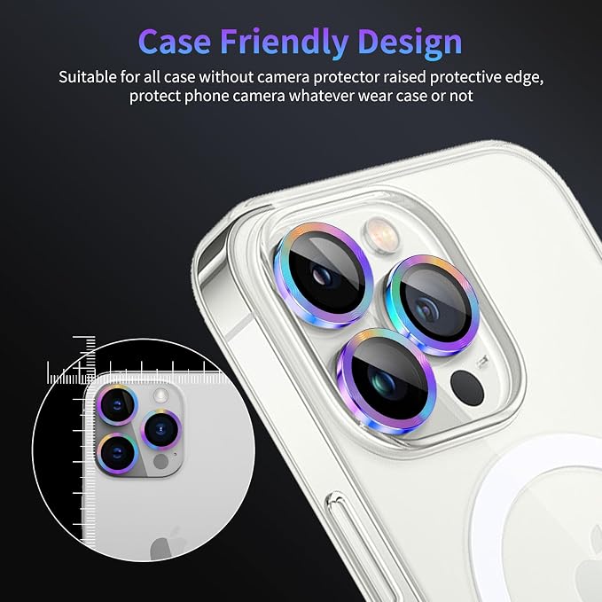 Camera Lens Protector for iPhone 14 Pro/iPhone 14 Pro Max,1 Pack | Tempered Metal Glass Camera Cover, HD Clear Anti-Scratch Lens Screen Protector Film,Case Friendly,Colorful Titanium - Image 7