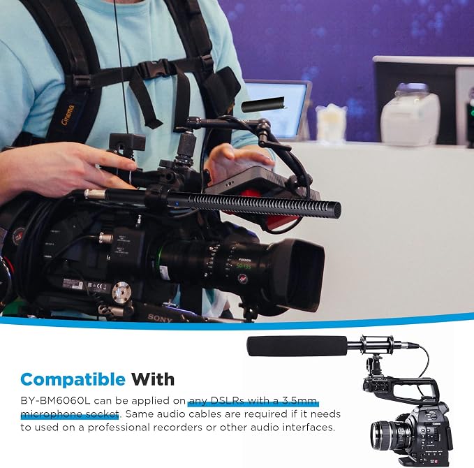 BOYA BY-BM6060L External Shotgun Microphone for Camera DSLR,Super-Cardioid Mic with Shockmount for Film Vlog, Professional Condenser Microphones for Video Recording Voice Interview YouTube - Image 4