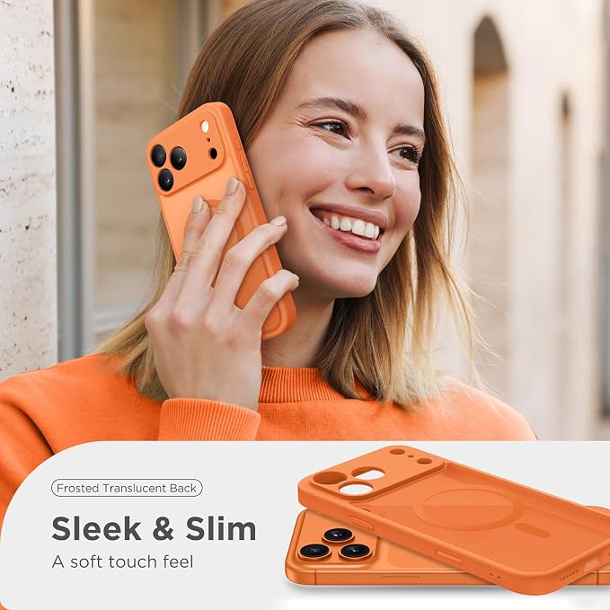CAPRARO for iPhone 17 Pro Max Case, Compatible with MagSafe | Upgraded [Full Camera Protection] Protective Translucent Matte Women Girl Magnetic Phone Case Cover, Cosmic Orange - Image 8