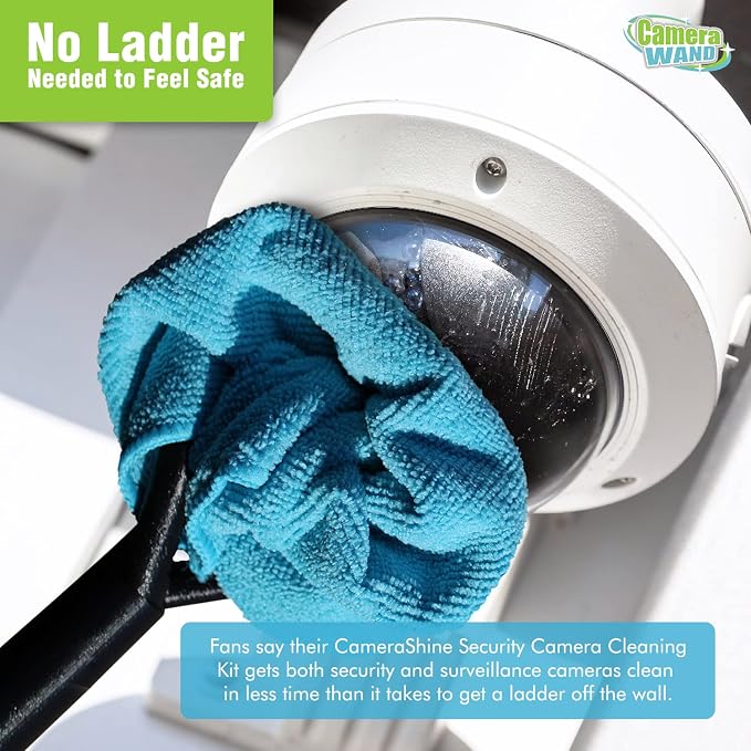 Surveillance/Security Camera Cleaning Tool - Safely from The Ground - with Cleaning Solution & Re-usable Microfiber Towels - Image 4