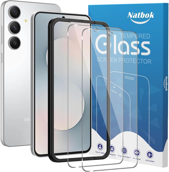 2 Pack Compatible with Samsung Galaxy S25 FE Screen Protector,with Alignment Frame,9H Tempered Glass Film,HD Clear Scratch Resistant,Bubble-Free for Samsung Galaxy S25 FE Screen Protector. by Natbok