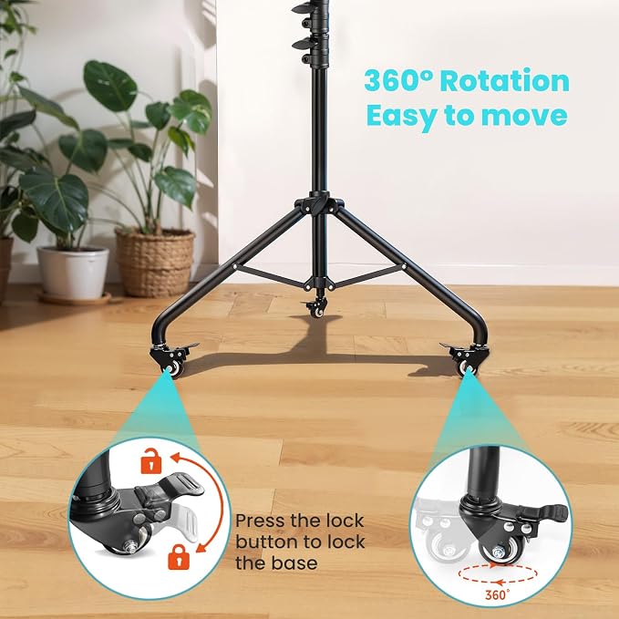 18" Foldable Ring Light with Stand for iPhone ipad Camera, 75" Tripod with Wheels 38W 6500K LED Display/Remote/2 USB Ports Large Big Ringlight Rolling for YouTube Facebook TikTok Live Video Recording - Image 5