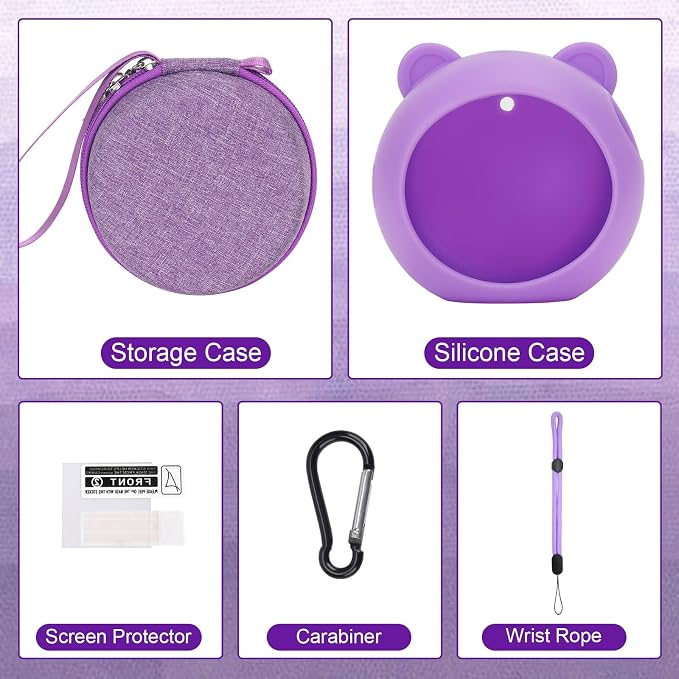 YouKnow Travel Case and Silicone Cover Compatible with Punirunes Interactive Toy Digital Pet, with Full Coverage PET Clear Film (Silicone and Carrying Case) (Purple) - Image 2