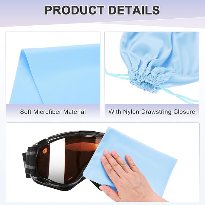 M METERXITY Ski Goggle Bag, Soft Microfiber Pouch Bags Case with Drawstring for Snow Goggles/Camera Lenses/Sunglasses - Image 2