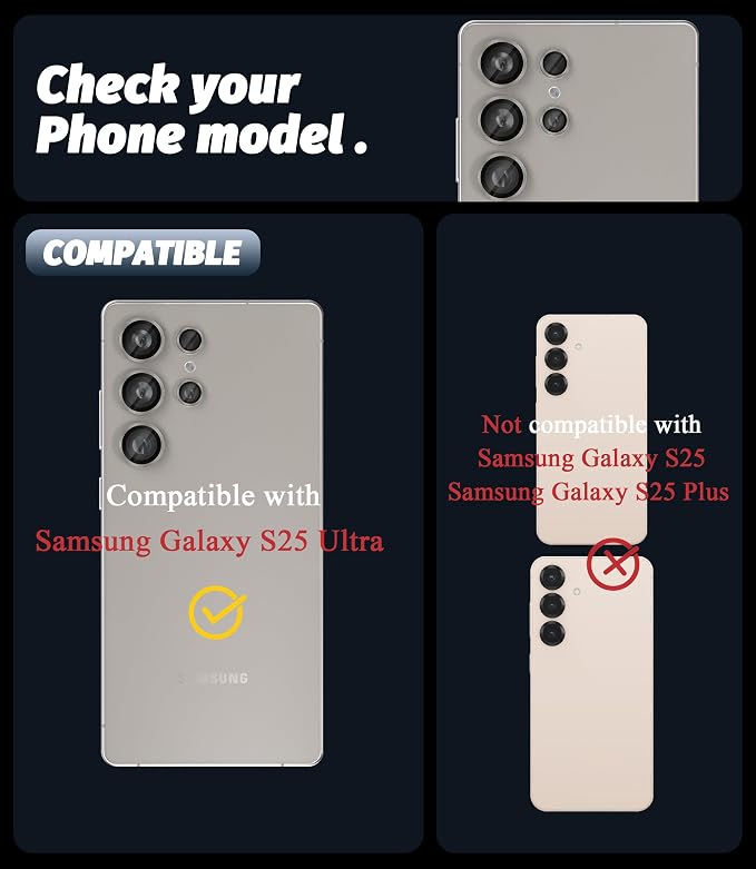 Orzero (2 Sets Camera Lens Protector for Samsung Galaxy S25 Ultra, [EZ Install] [Case-Friendly] 9H Tempered Glass CD Pattern Lens Cover, Military-Grade Shockproof, HD Clarity Anti-Glare - Grey - Image 2