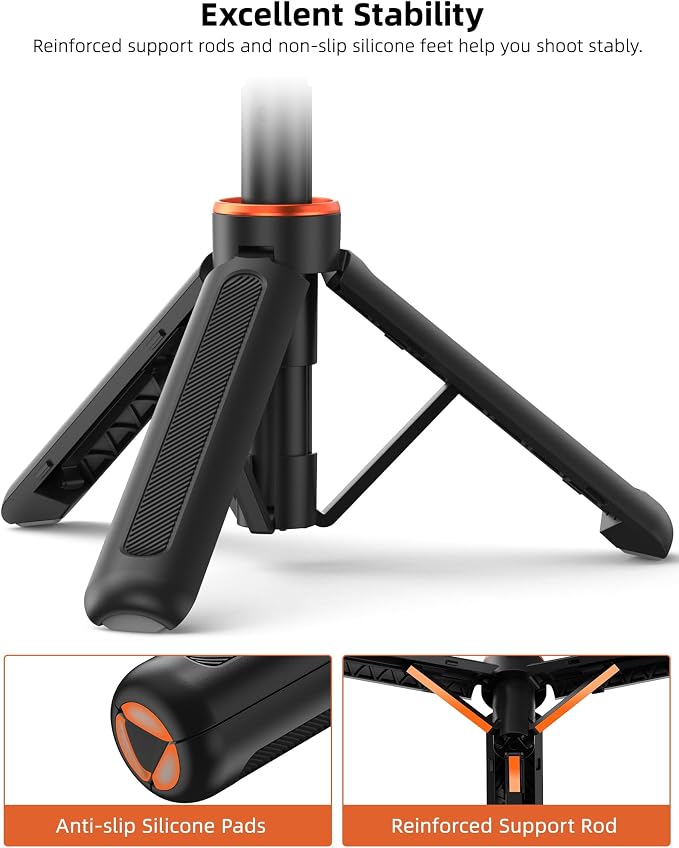 14.5" Mini Camera Tripod & Selfie-Stick for DJI Osmo Pocket 4P/4/3/2, GoPro Hero 13/12/11/10/9, DJI Action 6/5 Pro/4, Portable Travel Stand/Vlogging Handle Grip/Accessory for Video Recording - Image 6