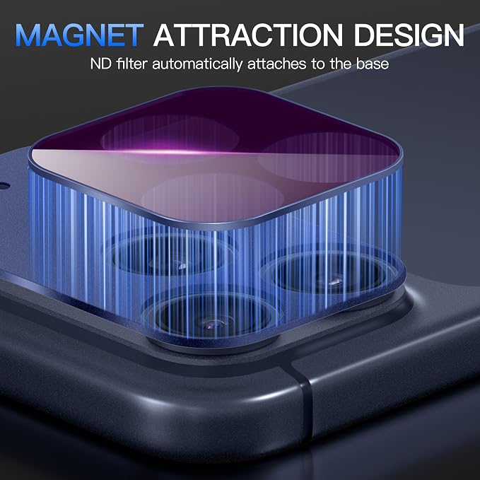 Suoman for iPhone 17 Pro Camera Lens Protector,Magnetic ND Filter Lens Film | Tempered Glass Lens Film, Strong Adsorption, HD Clear, All-in-one Metal Camera Cover,Blue - Image 6