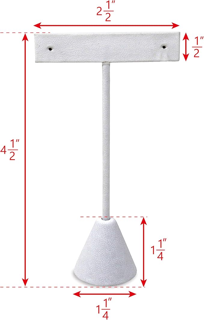 Ikee Design 6 Pcs Set Earring Jewelry Display, Premium White Faux Leather | STURDY EARRING DISPLAY: White faux leather stand with a stable metal base for showrooms and trade shows; 2.5"W x 5.5"H. - Image 2