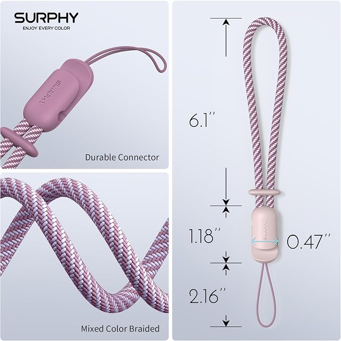 SURPHY 3 Pack Phone Wrist Strap, Phone Lanyard with Cellphone Tether Tab | Phone Strap Charm, Camera Wrist Strap with 2-Color Braided, Phone Wristlet, Wrist Lanyard for Case - Image 7