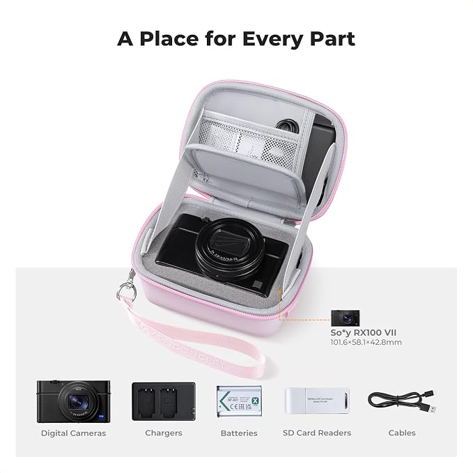 K&F CONCEPT Carrying Case for Digital Camera, Hard Shell Protective Case | Compatible with Ricoh GR III/GR IIIX/for Sony ZV-1 RX100/ for Canon G7X Mark III/G5X Mark II (Case Only),BE02 - Image 4