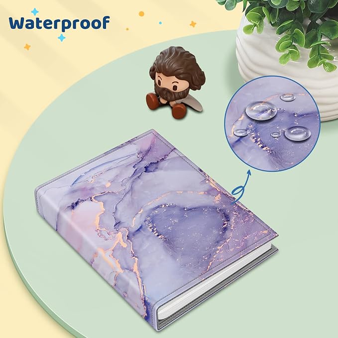 Fintie Photo Album 4x6 Photos - 52 Pockets Small Wallet Albums For Family | Vegan Leather Cover, 4X6 Picture Keepsakes, Family/Wedding/Travel Memory Book, Baby/Kids/Boys/Girls Gift, Lilac Marble - Image 5