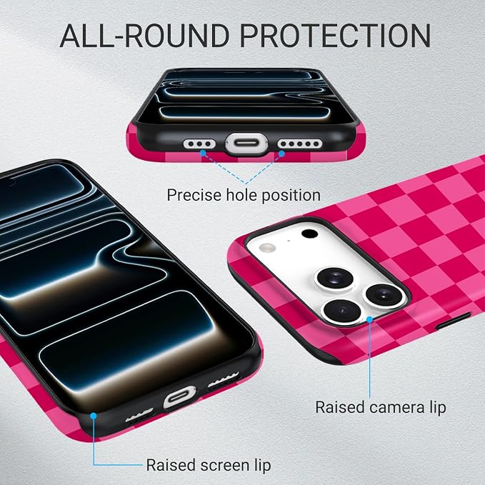 TPU Phone Case for iPhone 17 Pro, MagSafe Wireless Charging Compatible, Shockproof Slim Fit Protective Cover with Anti-Yellowing & Raised Camera Protection (Grid 2, iPhone 17 Pro(6.3")) - Image 3
