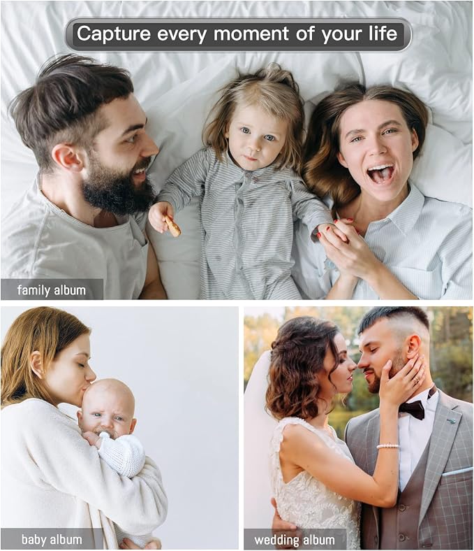 Popotop Photo Album Self Adhesive with Picture Display Window,40 Pages DIY Scrapbooking Supplies Kit for 4x6 8x10 Picture,Linen Cover Memory Book for Baby Wedding, with Scraper and Metallic Pen - Image 7