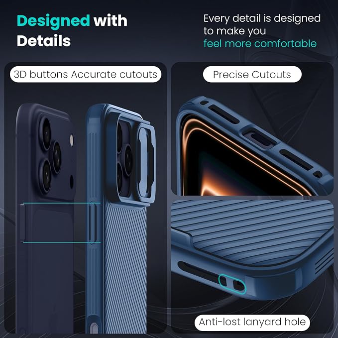 Nillkin for iPhone 17 Pro Max Case with Slide Camera Cover & Thin Slim Fit | Shockproof Protective | Protector Privacy | Phone Case Camera Lens Protector, Blue - Image 5