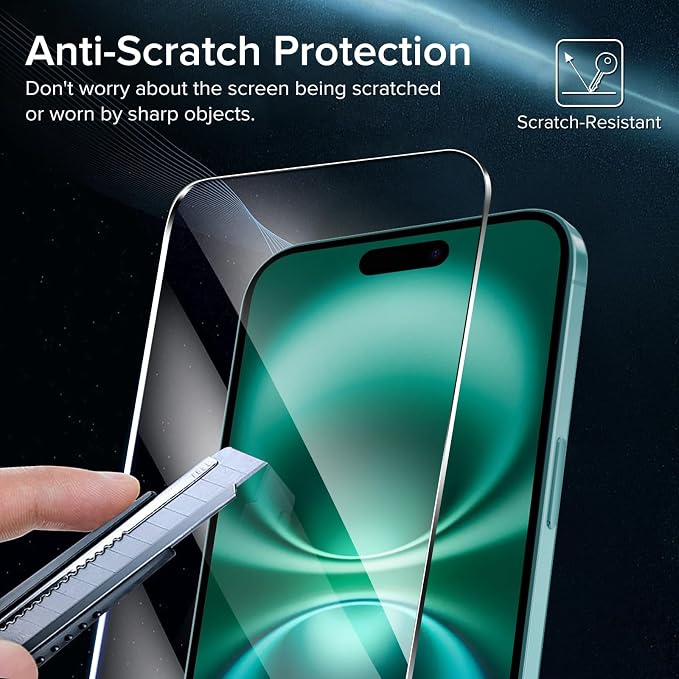 ivoler Screen Protector for iPhone 16 Plus 6.7" Tempered Glass 2-Pack | with [Easy Installation Frame], Anti-Scratch Case Friendly Clear HD Film for iPhone 16 Plus 6.7 inch - Image 4