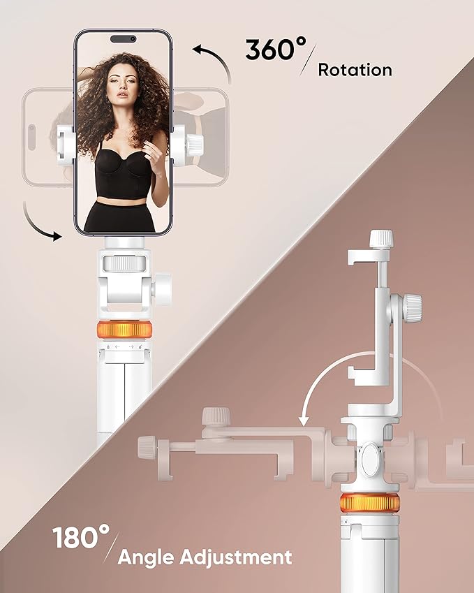 EUCOS 62" Tripod for iPhone, Sturdy Selfie Stick Tripod with Remote & Lightweight Phone Stand, Solidest Portable Cell Phone Tripod, Compatible iPhone Pro Max/Android [White] | Extendable Cell Phone Stand & Ultimate Phone Holder, Solidest Phone Stand Co... - Image 6